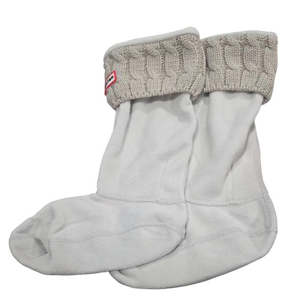 Hunter Women's Boot Socks Medium 5-7 Greige Cable Knit Tall Warm Brand New - Picture 3 of 8